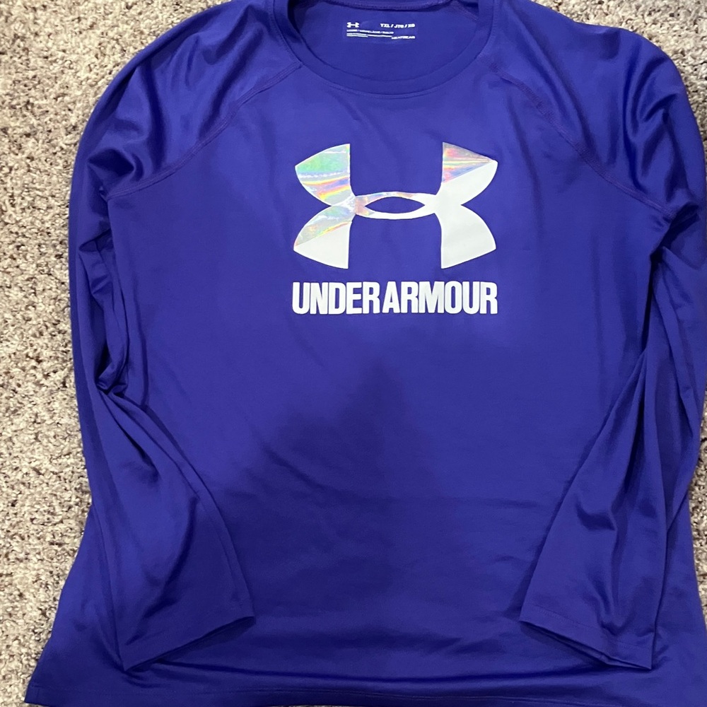 Youth Under Armour Dark Purple Long Sleeve HeatGear Shirt